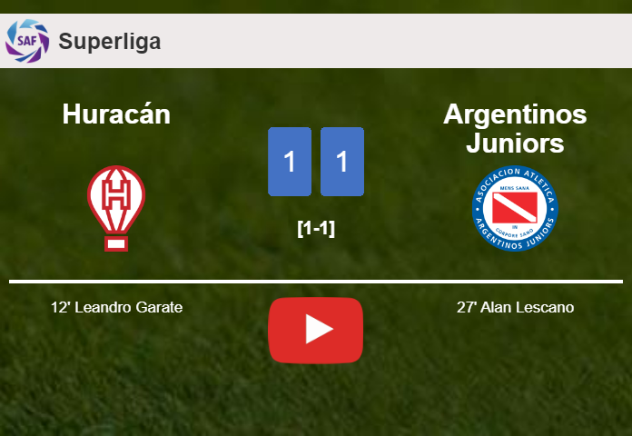 Huracán and Argentinos Juniors draw 1-1 on Sunday. HIGHLIGHTS