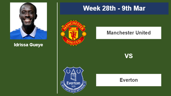 FANTASY PREMIER LEAGUE. Idrissa Gueye stats before playing vs Manchester United on Saturday 9th of March for the 28th week.