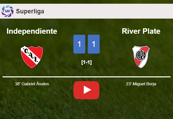 Independiente and River Plate draw 1-1 on Saturday. HIGHLIGHTS
