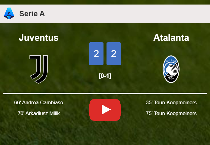 Juventus and Atalanta draw 2-2 on Sunday. HIGHLIGHTS