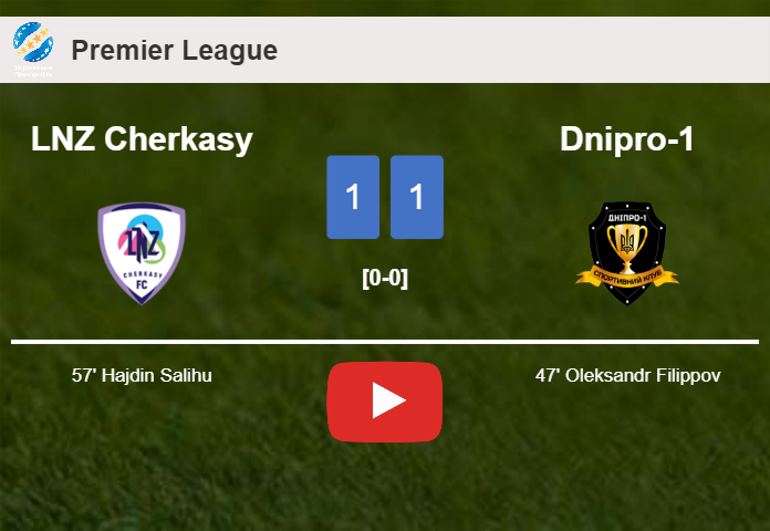 LNZ Cherkasy and Dnipro-1 draw 1-1 on Tuesday. HIGHLIGHTS