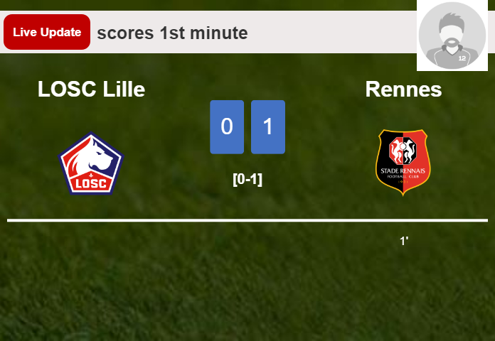 LIVE UPDATES. Rennes leads LOSC Lille 1-0 after  scored in the 1st minute