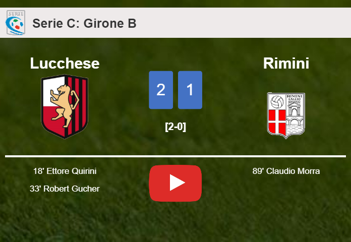 Lucchese snatches a 2-1 win against Rimini. HIGHLIGHTS