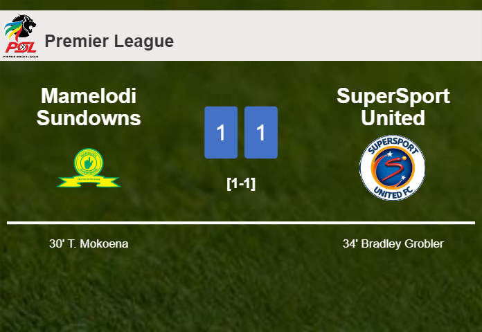 Mamelodi Sundowns and SuperSport United draw 1-1 on Tuesday