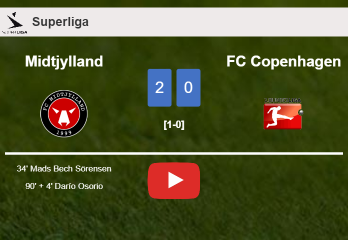 Midtjylland beats FC Copenhagen 2-0 on Friday. HIGHLIGHTS