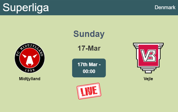 How to watch Midtjylland vs. Vejle on live stream and at what time