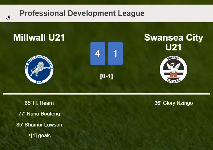 Millwall U21 liquidates Swansea City U21 4-1 after playing a great match