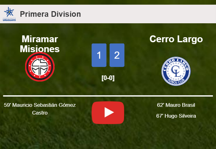 Cerro Largo recovers a 0-1 deficit to beat Miramar Misiones 2-1. HIGHLIGHTS