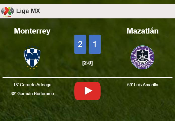 Monterrey overcomes Mazatlán 2-1. HIGHLIGHTS