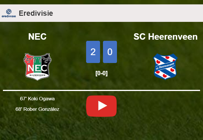 NEC tops SC Heerenveen 2-0 on Sunday. HIGHLIGHTS