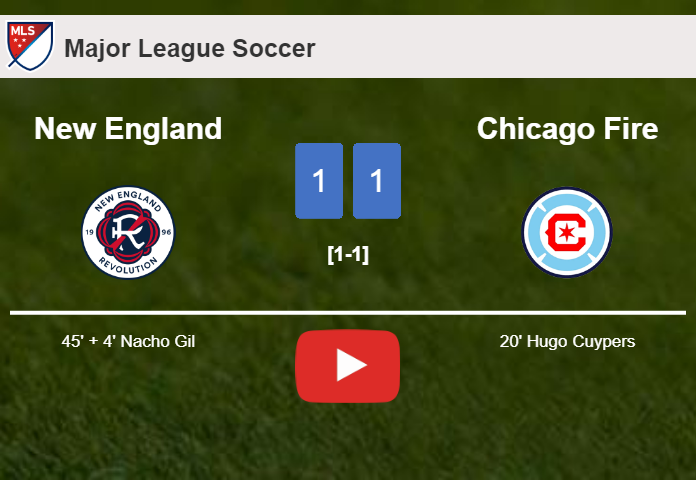 New England and Chicago Fire draw 1-1 on Saturday. HIGHLIGHTS