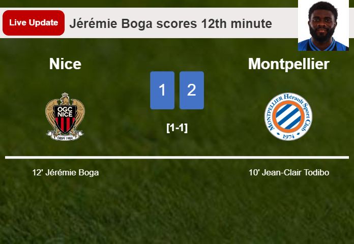 LIVE UPDATES. Montpellier takes the lead over Nice with a penalty from Teji Savanier in the 42nd minute and the result is 2-1