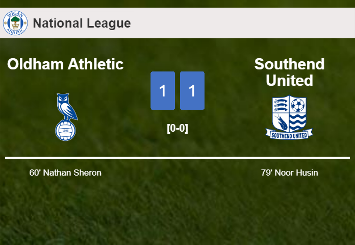 Oldham Athletic and Southend United draw 1-1 on Saturday