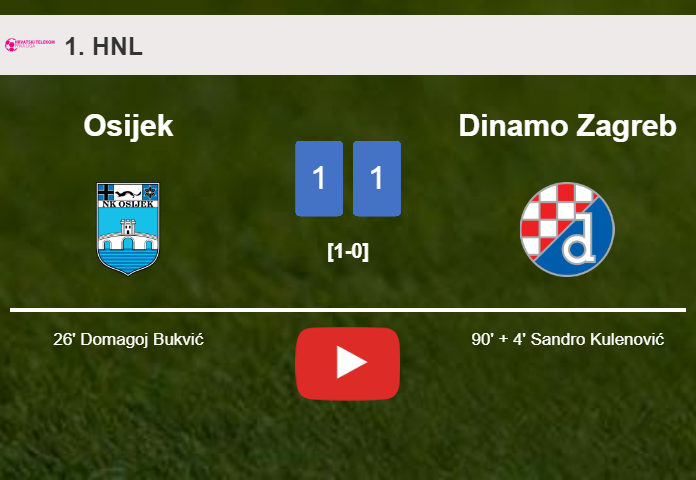 Dinamo Zagreb seizes a draw against Osijek. HIGHLIGHTS