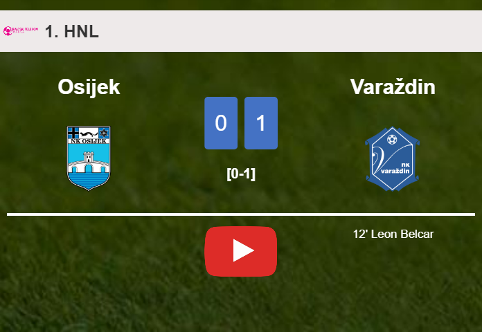 Varaždin defeats Osijek 1-0 with a goal scored by L. Belcar. HIGHLIGHTS