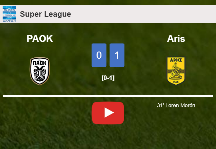 Aris beats PAOK 1-0 with a goal scored by L. Morón. HIGHLIGHTS