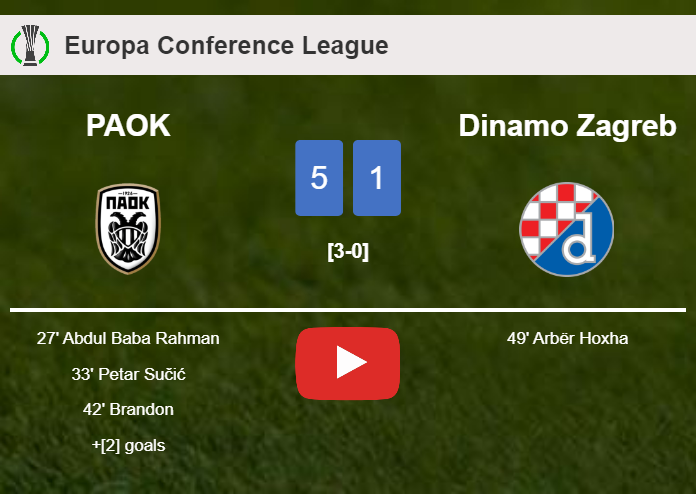 PAOK demolishes Dinamo Zagreb 5-1 showing huge dominance. HIGHLIGHTS