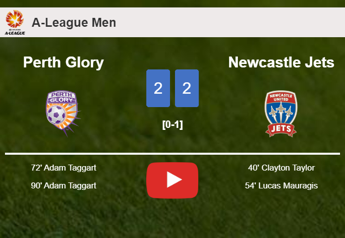 Perth Glory manages to draw 2-2 with Newcastle Jets after recovering a 0-2 deficit. HIGHLIGHTS