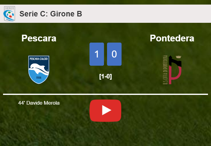 Pescara beats Pontedera 1-0 with a goal scored by D. Merola. HIGHLIGHTS