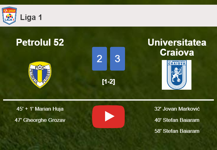 Universitatea Craiova defeats Petrolul 52 3-2. HIGHLIGHTS