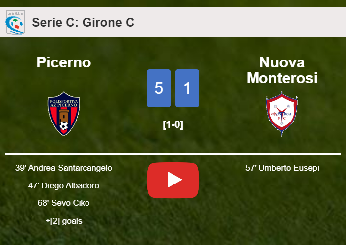 Picerno crushes Nuova Monterosi 5-1 with a great performance. HIGHLIGHTS