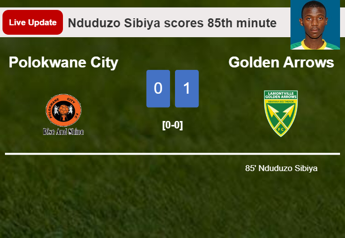 LIVE UPDATES. Golden Arrows leads Polokwane City 1-0 after Nduduzo Sibiya scored in the 85th minute