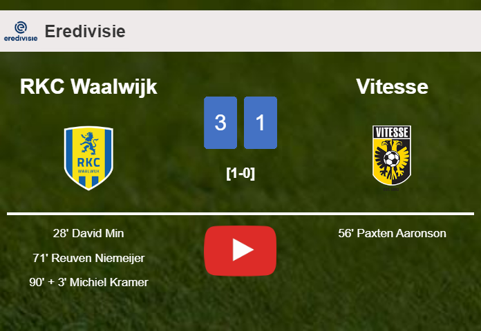 RKC Waalwijk prevails over Vitesse 3-1. HIGHLIGHTS