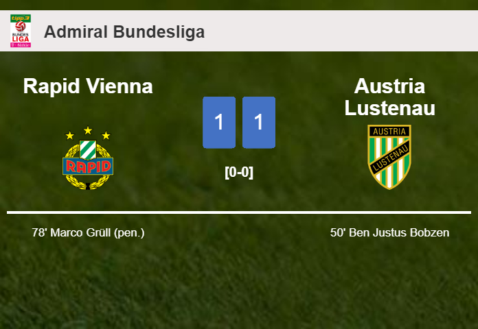 Rapid Vienna and Austria Lustenau draw 1-1 on Sunday
