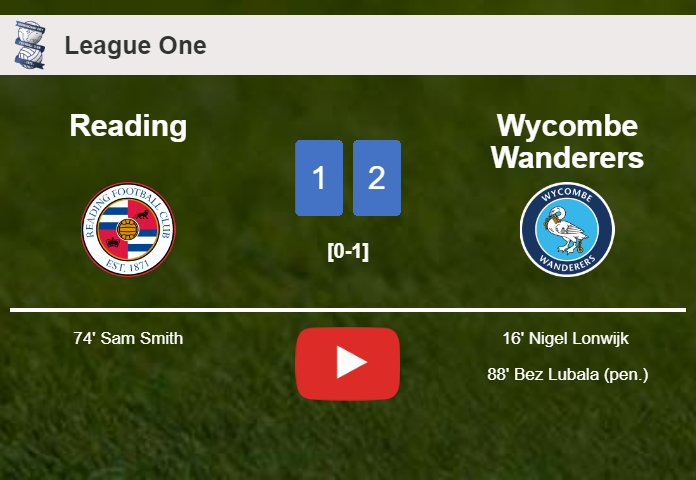Wycombe Wanderers snatches a 2-1 win against Reading. HIGHLIGHTS