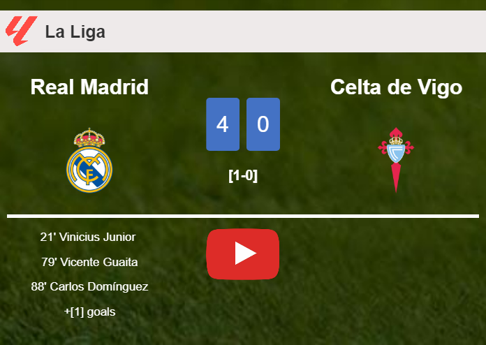 Real Madrid annihilates Celta de Vigo 4-0 after playing a fantastic match. HIGHLIGHTS