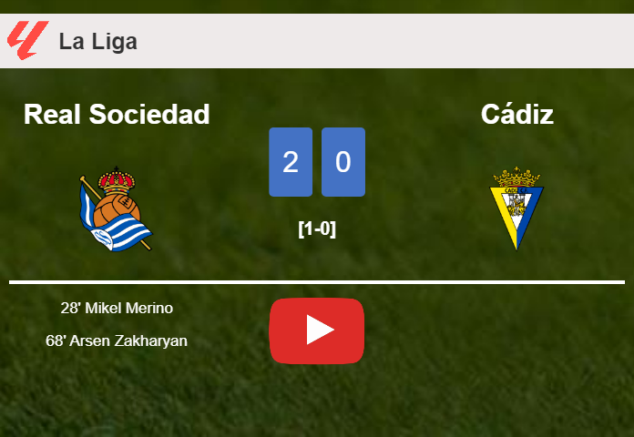 Real Sociedad surprises Cádiz with a 2-0 win. HIGHLIGHTS