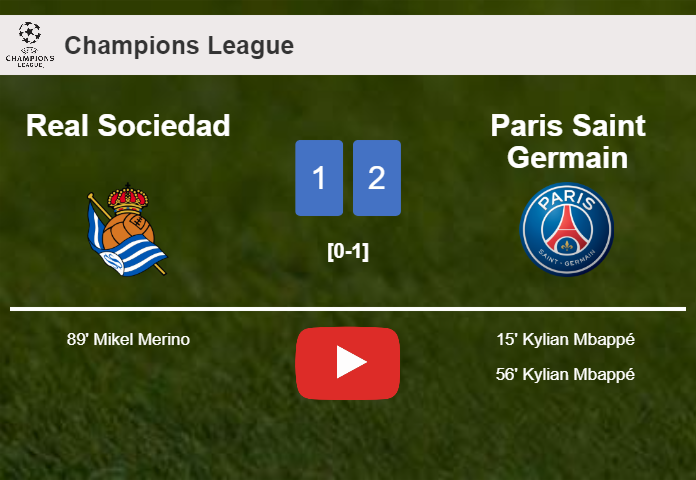 Paris Saint Germain tops Real Sociedad 2-1 with K. Mbappé  scoring a double. HIGHLIGHTS