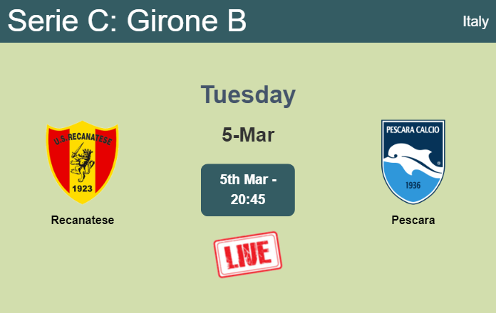 How to watch Recanatese vs. Pescara on live stream and at what time