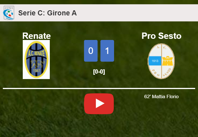 Pro Sesto beats Renate 1-0 with a goal scored by M. Florio. HIGHLIGHTS