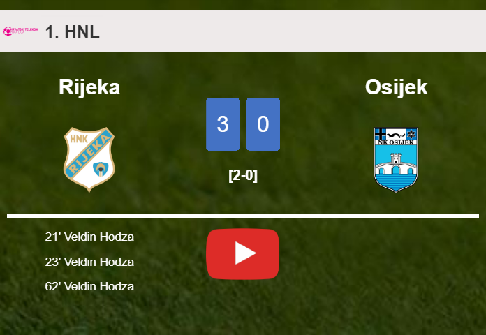 Rijeka destroys Osijek with 3 goals from V. Hodza. HIGHLIGHTS