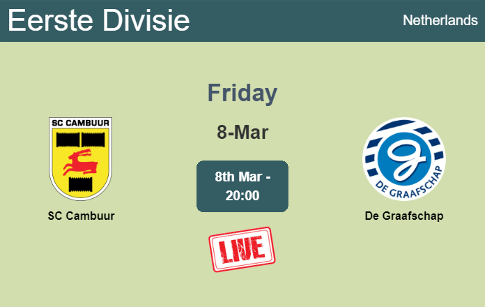 How to watch SC Cambuur vs. De Graafschap on live stream and at what time
