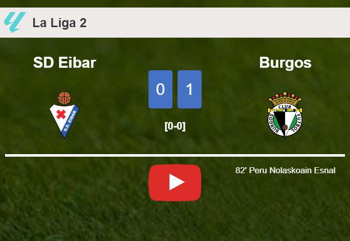 Burgos conquers SD Eibar 1-0 with a late and unfortunate own goal from P. Nolaskoain. HIGHLIGHTS