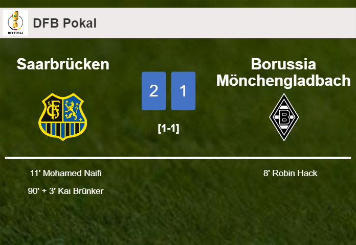 Saarbrücken recovers a 0-1 deficit to top Borussia Mönchengladbach 2-1