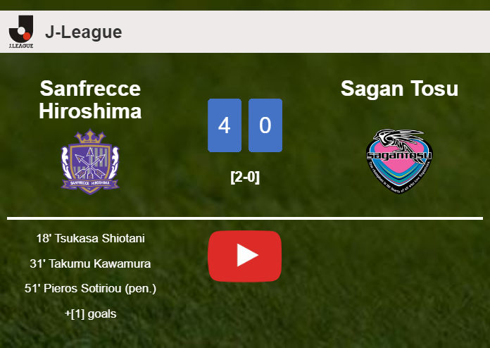 Sanfrecce Hiroshima demolishes Sagan Tosu 4-0 playing a great match. HIGHLIGHTS