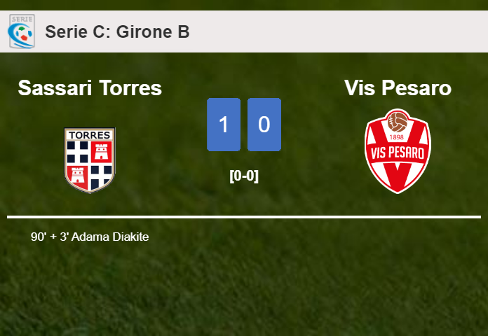 Sassari Torres prevails over Vis Pesaro 1-0 with a late goal scored by A. Diakite