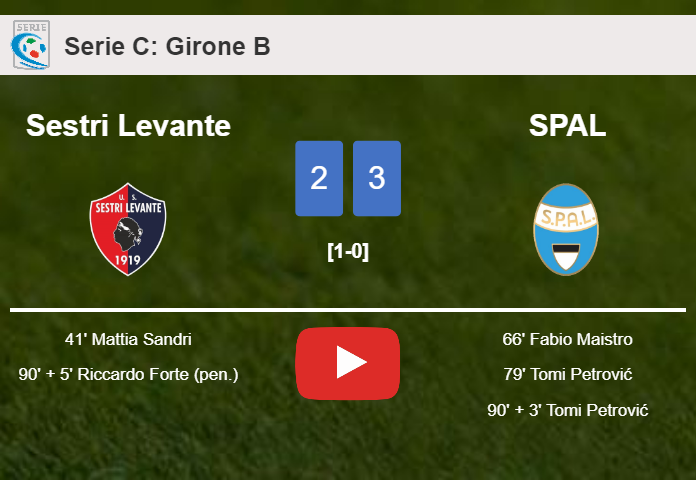 SPAL beats Sestri Levante 3-2. HIGHLIGHTS