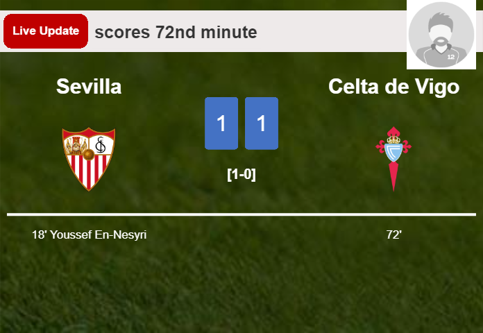 LIVE UPDATES. Celta de Vigo draws Sevilla with a goal from  in the 72nd minute and the result is 1-1