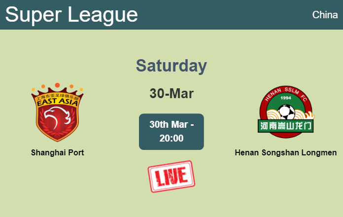 How to watch Shanghai Port vs. Henan Songshan Longmen on live stream and at what time