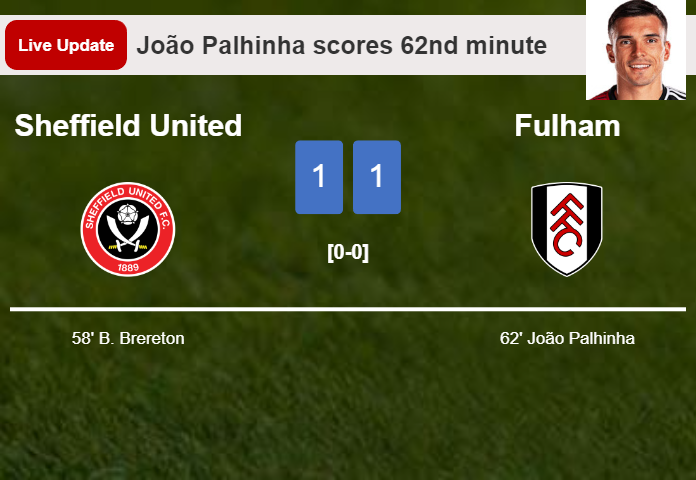LIVE UPDATES. Fulham draws Sheffield United with a goal from João Palhinha in the 62nd minute and the result is 1-1