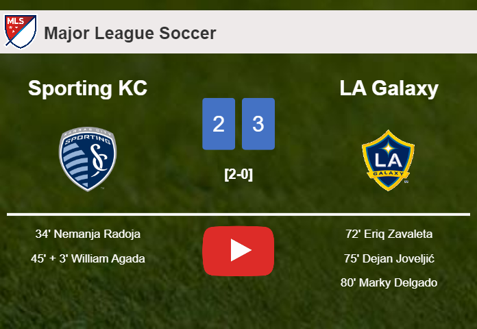 LA Galaxy conquers Sporting KC after recovering from a 2-0 deficit. HIGHLIGHTS