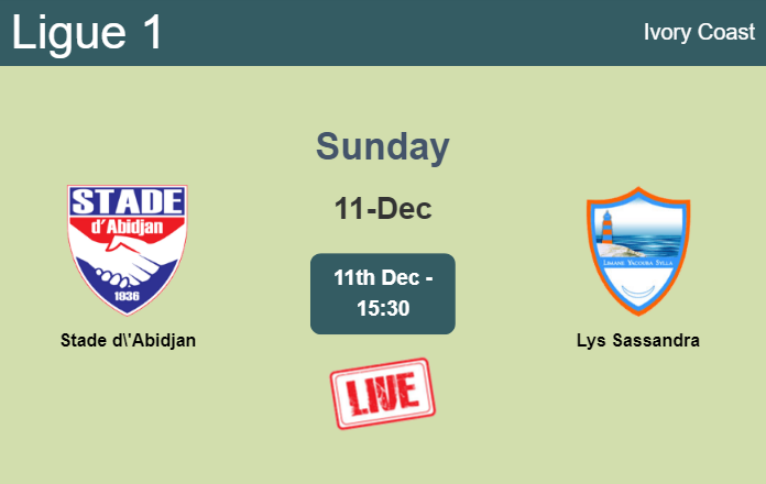 How to watch Stade d'Abidjan vs. Lys Sassandra on live stream and at what time