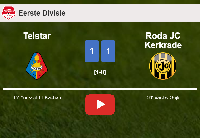 Telstar and Roda JC Kerkrade draw 1-1 on Friday. HIGHLIGHTS