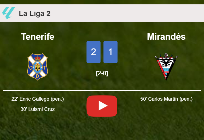 Tenerife tops Mirandés 2-1. HIGHLIGHTS