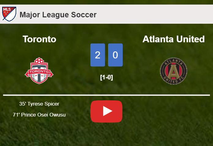 Toronto beats Atlanta United 2-0 on Sunday. HIGHLIGHTS