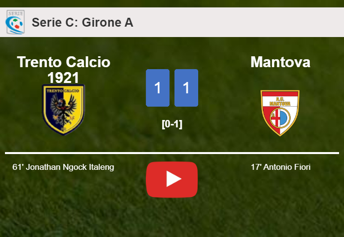 Trento Calcio 1921 and Mantova draw 1-1 on Saturday. HIGHLIGHTS